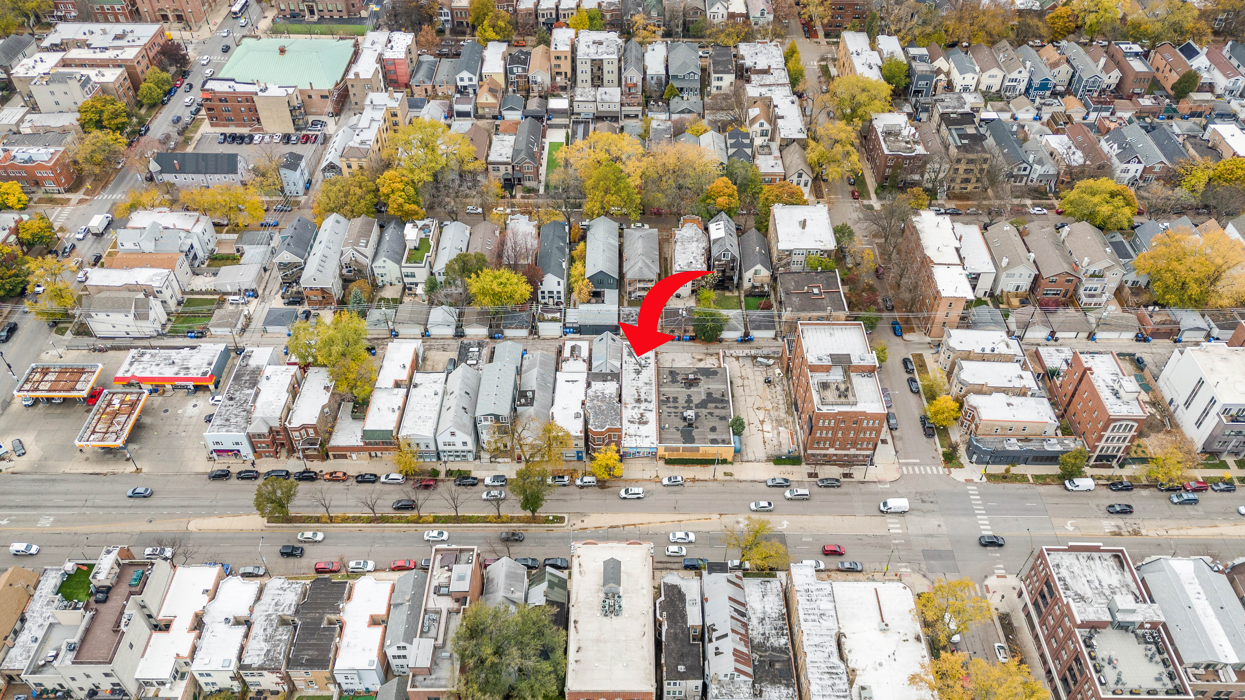 Commercial property aerial view